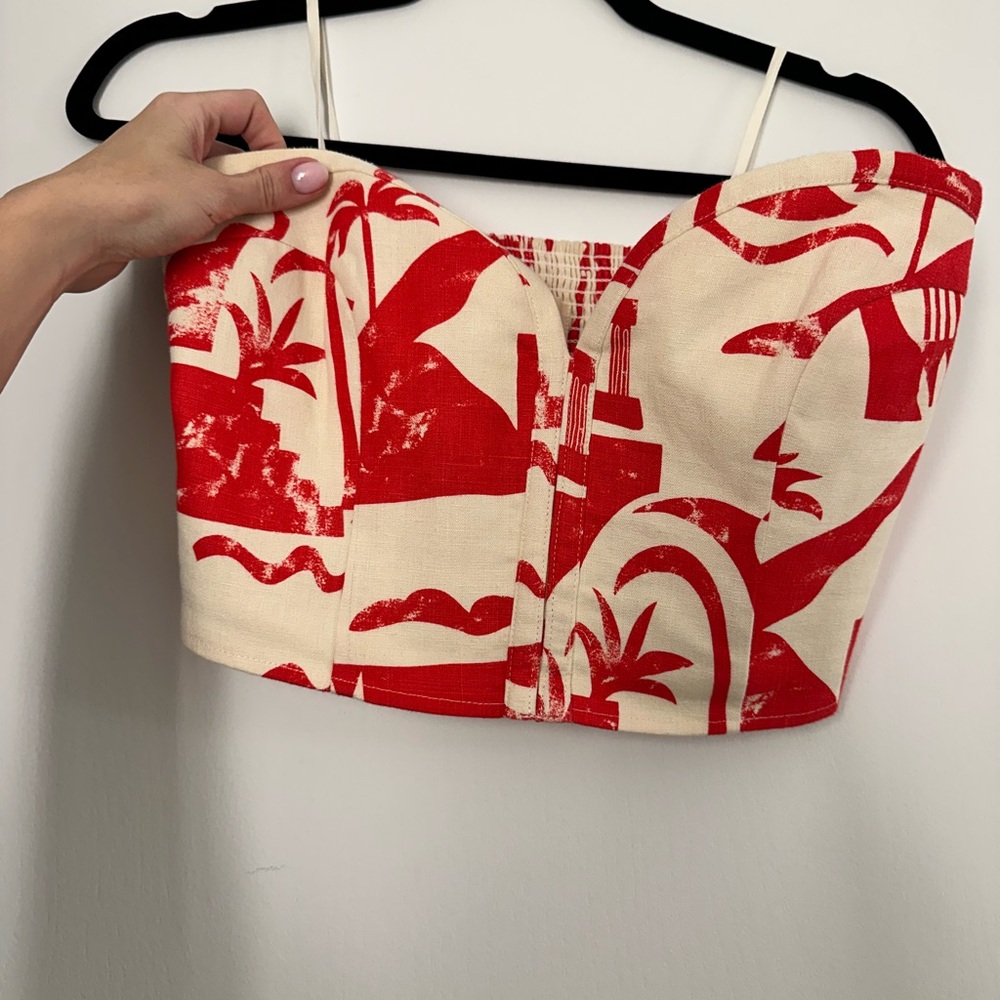 Mara Hoffman Rilynn Printed Strapless Hemp Top Size 4